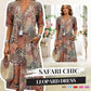 🔥Robe Midi Léopard Femme à Col en V 🐆 Style Safari Décontracté avec Poches pour le Quotidien & les Loisirs