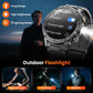 Montre connectée pour homme de style militaire avec batterie de 1 100 mAh, écran AMOLED de 1,7 pouces, lampe torche LED, étanchéité IP68, montre de sport avec fonction téléphone, plus de 110 modes sportifs, suivi de la fréquence cardiaque et du somme