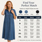 👗 50% OFF NOW! 👖 Robe-chemise midi décontractée en jean avec poches – Jean doux et coupe ample – Poches pratiques, idéales pour un look décontracté au quotidien – Confortable et polyvalente ✨🌸