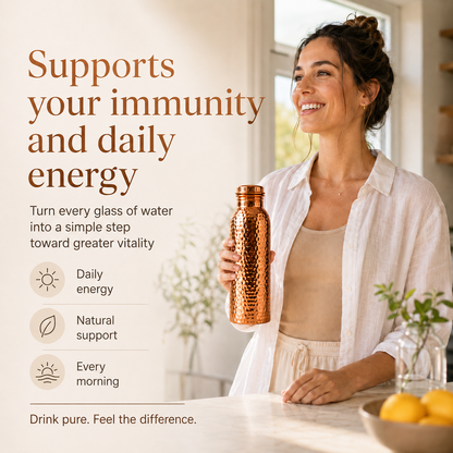 💧 Gourde premium en cuivre massif 100 % – Sans plastique et inspirée de l'Ayurveda