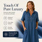 👗 50% OFF NOW! 👖 Robe-chemise midi décontractée en jean avec poches – Jean doux et coupe ample – Poches pratiques, idéales pour un look décontracté au quotidien – Confortable et polyvalente ✨🌸