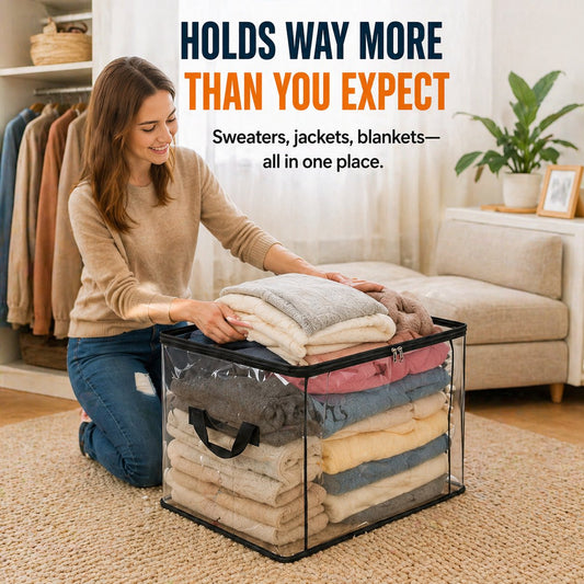 🔥Promotion à durée limitée : 50 % de réduction ! 📦Grand sac de rangement transparent en plastique épais et résistant pour vêtements, déménagement et rangement