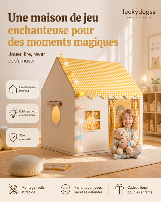 🏰🔥 -50% ! Tente Jeu Enfants Château – Spacieuse Facile Montage Secondes, Tissu Respirant Intérieur Extérieur Toutes Saisons, Stimule Imagination Créativité Jeu Symbolique · Gris Rose Jaune ✨