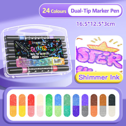 Marqueurs Pailletés Double Pointe – Stylos Glitter pour Dessin & DIY