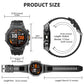 Montre connectée pour homme de style militaire avec batterie de 1 100 mAh, écran AMOLED de 1,7 pouces, lampe torche LED, étanchéité IP68, montre de sport avec fonction téléphone, plus de 110 modes sportifs, suivi de la fréquence cardiaque et du somme