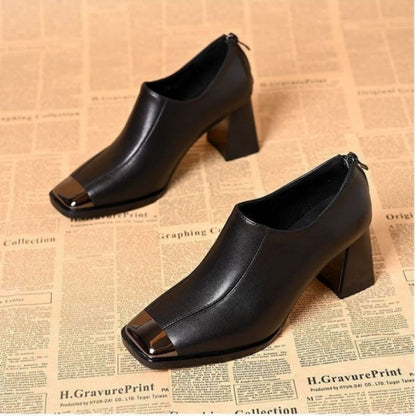 📢📢49% DE RÉDUCTION !!!✨Chaussures à talons épais et bout carré pour femmes avec fermeture à glissière