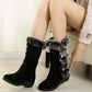 Women's Mid-Calf Snow Boots with Plush Trim