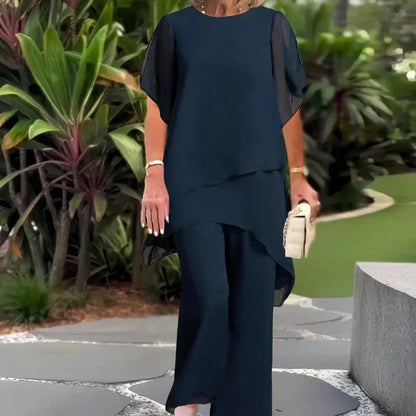 💐 50% DE RÉDUCTION ! Top Asymétrique & Pantalon Large – La Tendance qui Allonge la Silhouette 🌸👗【Offre Flash】