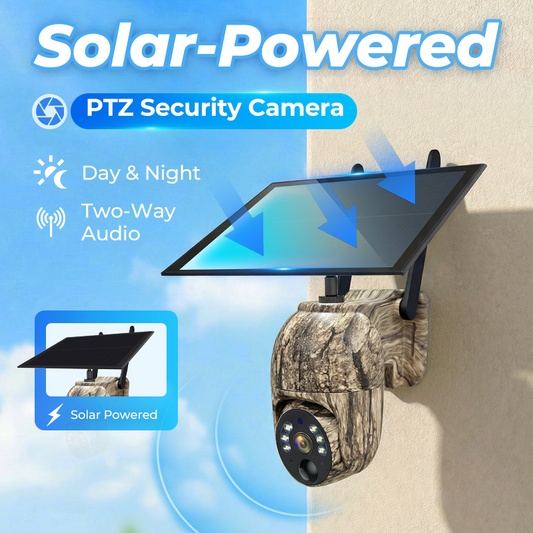 🎥Caméra de sécurité solaire sans fil💎Prévisualisation en temps réel en HD 2K, couverture panoramique à 360°, sans Wi-Fi, contrôle à distance via l'application, étanche, détection de mouvement, vision nocturne, adaptée à une utilisation en extér