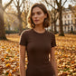 T-shirt à manches courtes et col rond pour femme