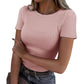 T-shirt à manches courtes et col rond pour femme