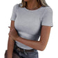 T-shirt à manches courtes et col rond pour femme