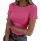 T-shirt à manches courtes et col rond pour femme