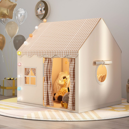 🏰🔥 -50% ! Tente Jeu Enfants Château – Spacieuse Facile Montage Secondes, Tissu Respirant Intérieur Extérieur Toutes Saisons, Stimule Imagination Créativité Jeu Symbolique · Gris Rose Jaune ✨