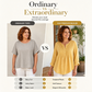 Blouse pour femme à manches longues, col Henley et détails plissés