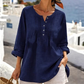 Blouse pour femme à manches longues, col Henley et détails plissés