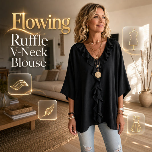 🔥50% KORTING ✨ Blouse V-Hals avec Ruches – Élégante et confortable