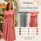 🌺👗Damenkleid mit V-Ausschnitt, Blumenmuster und gedrehter Taille