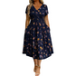 🌺👗Damenkleid mit V-Ausschnitt, Blumenmuster und gedrehter Taille