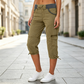 Pantalon capri cargo taille haute pour femme