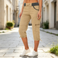 Pantalon capri cargo taille haute pour femme