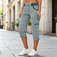 Pantalon capri cargo taille haute pour femme