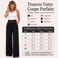⌛Offre à durée limitée🛍️Pantalon pour femmes à taille haute, très extensible et à jambes larges, avec passepoil de couleur contrastante