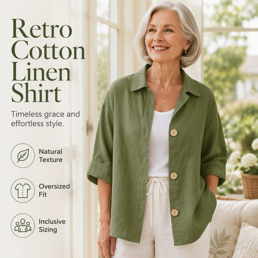Chemise rétro ample à boutons pour femme