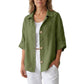 Chemise rétro ample à boutons pour femme