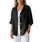 Chemise rétro ample à boutons pour femme