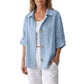 Chemise rétro ample à boutons pour femme