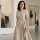 Robe midi élégante pour femme avec lien de taille réglable