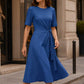 Robe midi élégante pour femme avec lien de taille réglable