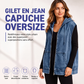 💙 LE DENIM AUTREMENT | Gilet Oversize en Jean à Capuche -50 %