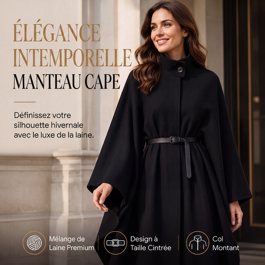 Manteau cape élégant pour femme à col montant
