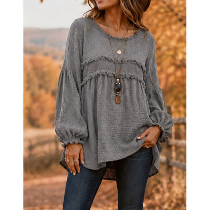 🌸 OFFRE LIMITÉE –50% ! ✨ Haut femme coupe ample à franges