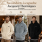 Sweat à capuche doublé polaire pour homme, motif jacquard, manches longues, style pull, pour tenues décontractées et activités en extérieur en hiver