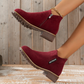 Bottines à talon bas pour femme avec fermeture éclair latérale