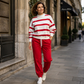 Ensemble sweat à rayures et pantalon de jogging pour femme