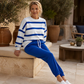Ensemble sweat à rayures et pantalon de jogging pour femme
