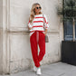 Ensemble sweat à rayures et pantalon de jogging pour femme