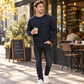 Sweat-shirt col ras du cou doublé polaire pour homme