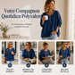 Pull en jean à manches longues et demi-zip pour femme