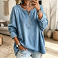 Pull en jean à manches longues et demi-zip pour femme
