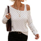 Sweat décontracté à imprimé léopard, épaule dénudée, ample, manches longues, en mélange de coton, haut style pull