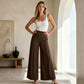 Pantalon large décontracté à taille haute pour femme